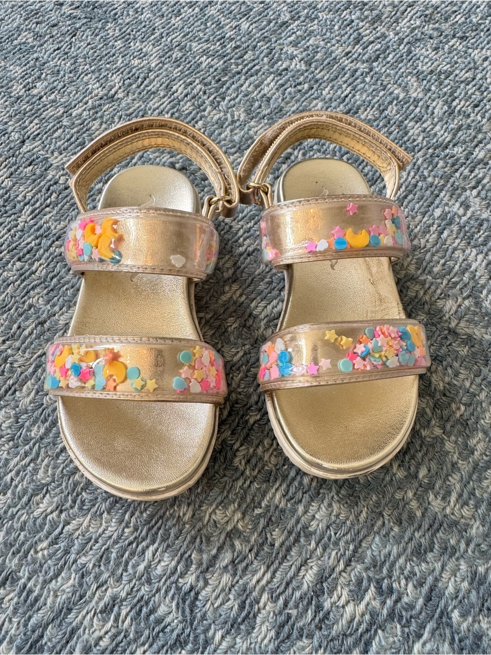 Kids Metallic Gold Sandals with Confetti Accent